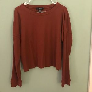 Autumn orange color long sleeve flowy tee